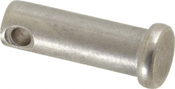 Made in USA - 3/8" Pin Diam, 1-1/8" OAL, Standard Clevis Pin - 5/32" Hole, 31/32" Usable Length, Uncoated Stainless Steel - Americas Tooling