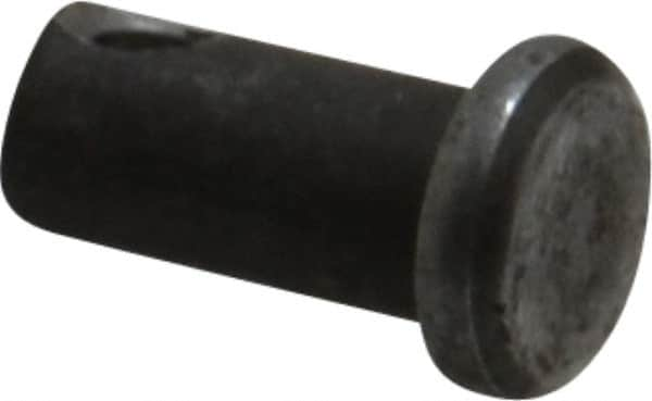 Made in USA - 1/4" Pin Diam, 1/2" OAL, Standard Clevis Pin - 3/32" Hole, 13/32" Usable Length, Uncoated Steel - Americas Tooling