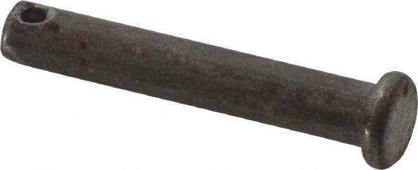 Made in USA - 1/4" Pin Diam, 1-1/2" OAL, Standard Clevis Pin - 3/32" Hole, 1-13/32" Usable Length, Uncoated Steel - Americas Tooling