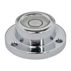 Geier & Bluhm, Inc. - 3/4 Inch Base Diameter x 0.31 Inch Overall Height, 1 Circle, Brass Bull's Eye Circular Level - 0.18 Inch Vial Diameter, 5/16 Inch Inner Diameter, 0.076 Inch Mounting Hole Diameter, 0.1 Inch Sensitivity, -40 to 165°F - Americas Tooling