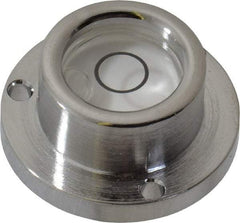 Geier & Bluhm, Inc. - 1 Inch Base Diameter x 0.44 Inch Overall Height, 1 Circle, Brass Bull's Eye Circular Level - 0.22 Inch Vial Diameter, 1/2 Inch Inner Diameter, 0.093 Inch Mounting Hole Diameter, 0.1 Inch Sensitivity, -40 to 165°F - Americas Tooling