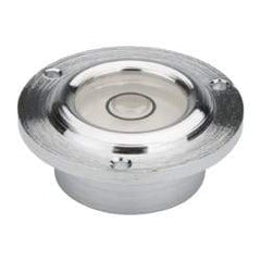 Geier & Bluhm, Inc. - 11/16 Inch Base Diameter x 0.41 Inch Overall Height, 1 Circle, Brass Bull's Eye Circular Level - 0.22 Inch Vial Diameter, 1/2 Inch Inner Diameter, 0.07 Inch Mounting Hole Diameter, 0.1 Inch Sensitivity, -40 to 165°F - Americas Tooling