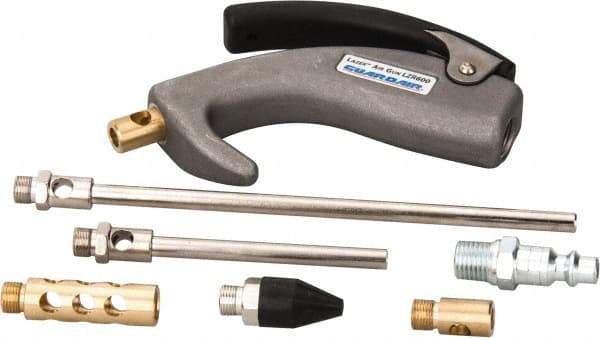 Guardair - 7 Piece Laser Palm Switch Air Gun Kit - 1/4 Inlet, 120 Max psi, Aluminum Hose - Americas Tooling