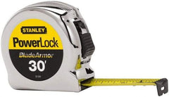 Stanley - 30' x 1" Yellow Blade Tape Measure - 1/16" Graduation, Inch Graduation Style, Silver Case - Americas Tooling