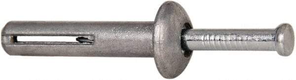 Powers Fasteners - 1/4" Diam, 1/4" Drill, 1-1/4" OAL, 1-7/8" Min Embedment Hammer Drive Concrete Anchor - Steel (Drive Pin)/Zamac Alloy (Body), Zinc-Plated Finish, Mushroom Head - Americas Tooling