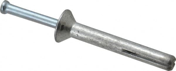 Powers Fasteners - 1/4" Diam, 1/4" Drill, 2" OAL, 7/8" Min Embedment Hammer Drive Concrete Anchor - Steel (Drive Pin)/Zamac Alloy (Body), Zinc-Plated Finish, Flat Head - Americas Tooling