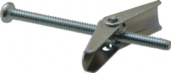 Powers Fasteners - 1/8" Screw, 1/8" Diam, 2" Long, Toggle Bolt Drywall & Hollow Wall Anchor - 3/8" Drill, Zinc Plated, Steel, Grade Zamac 7, Use in Drywall & Wallboard - Americas Tooling