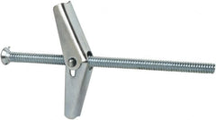 Powers Fasteners - 3/16" Screw, 3/16" Diam, 4" Long, Toggle Bolt Drywall & Hollow Wall Anchor - 1/2" Drill, Zinc Plated, Steel, Grade Zamac 7, Use in Drywall & Wallboard - Americas Tooling