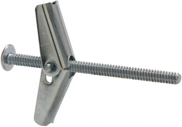 Powers Fasteners - 1/8" Screw, 1/8" Diam, 2" Long, Toggle Bolt Drywall & Hollow Wall Anchor - 3/8" Drill, Zinc Plated, Steel, Grade Zamac 7, Use in Drywall & Wallboard - Americas Tooling