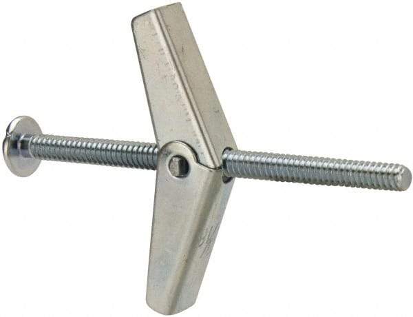 Powers Fasteners - 3/16" Screw, 3/16" Diam, 3" Long, Toggle Bolt Drywall & Hollow Wall Anchor - 1/2" Drill, Zinc Plated, Steel, Grade Zamac 7, Use in Drywall & Wallboard - Americas Tooling