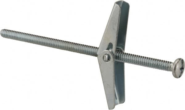 Powers Fasteners - 3/16" Screw, 3/16" Diam, 4" Long, Toggle Bolt Drywall & Hollow Wall Anchor - 1/2" Drill, Zinc Plated, Steel, Grade Zamac 7, Use in Drywall & Wallboard - Americas Tooling