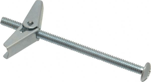 Powers Fasteners - 1/4" Screw, 1/4" Diam, 4" Long, Toggle Bolt Drywall & Hollow Wall Anchor - 5/8" Drill, Zinc Plated, Steel, Grade Zamac 7, Use in Drywall & Wallboard - Americas Tooling