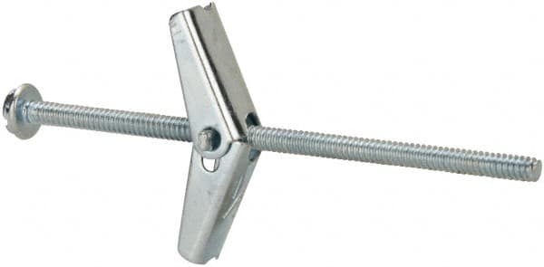 Powers Fasteners - 1/8" Screw, 1/8" Diam, 3" Long, Toggle Bolt Drywall & Hollow Wall Anchor - 3/8" Drill, Zinc Plated, Steel, Grade Zamac 7, Use in Drywall & Wallboard - Americas Tooling