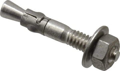 Powers Fasteners - 1/4" Diam, 1/4" Drill, 1-3/4" OAL, 7/8" Min Embedment Wedge Expansion Concrete Anchor - 304 Stainless Steel, Hex Nut Head, Hex Drive, 3/4" Thread Length - Americas Tooling