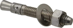 Powers Fasteners - 3/8" Diam, 3/8" Drill, 2-3/4" OAL, 1-1/4" Min Embedment Wedge Expansion Concrete Anchor - 304 Stainless Steel, Hex Nut Head, Hex Drive, 1-5/8" Thread Length - Americas Tooling