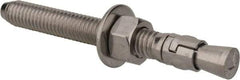 Powers Fasteners - 3/8" Diam, 3/8" Drill, 3-1/2" OAL, 1-1/4" Min Embedment Wedge Expansion Concrete Anchor - 304 Stainless Steel, Hex Nut Head, Hex Drive, 2-3/8" Thread Length - Americas Tooling