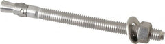 Powers Fasteners - 3/8" Diam, 3/8" Drill, 5" OAL, 2-1/4" Min Embedment Wedge Expansion Concrete Anchor - 304 Stainless Steel, Hex Nut Head, Hex Drive, 3-1/8" Thread Length - Americas Tooling