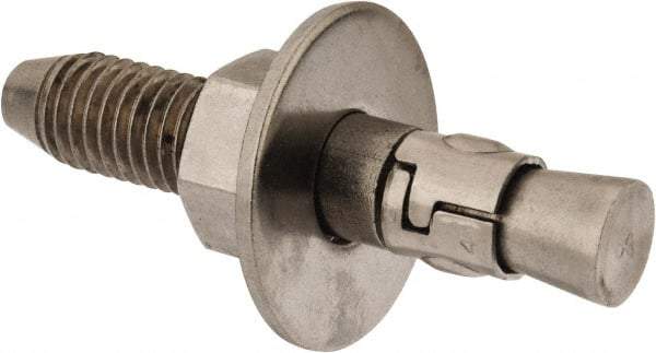 Powers Fasteners - 5/8" Diam, 5/8" Drill, 3-1/2" OAL, Wedge Expansion Concrete Anchor - 304 Stainless Steel, Hex Nut Head, Hex Drive, 2" Thread Length - Americas Tooling