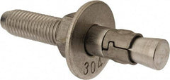 Powers Fasteners - 3/4" Diam, 3/4" Drill, 4-3/4" OAL, Wedge Expansion Concrete Anchor - 304 Stainless Steel, Hex Nut Head, Hex Drive, 2-7/8" Thread Length - Americas Tooling