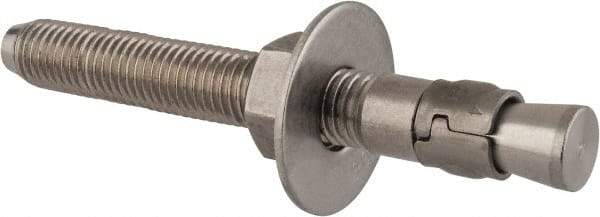 Powers Fasteners - 3/4" Diam, 3/4" Drill, 6-1/4" OAL, Wedge Expansion Concrete Anchor - 304 Stainless Steel, Hex Nut Head, Hex Drive, 4-3/8" Thread Length - Americas Tooling