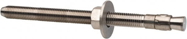 Powers Fasteners - 3/4" Diam, 3/4" Drill, 10" OAL, 1-1/8" Min Embedment Wedge Expansion Concrete Anchor - 304 Stainless Steel, Hex Nut Head, Hex Drive, 8-1/8" Thread Length - Americas Tooling