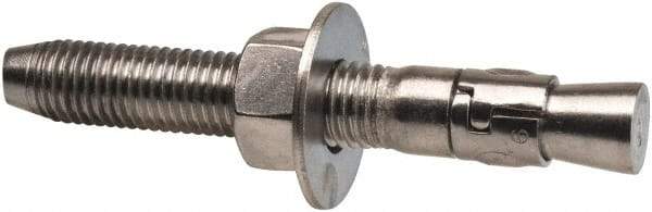 Powers Fasteners - 3/4" Diam, 3/4" Drill, 5-1/2" OAL, 1-1/4" Min Embedment Wedge Expansion Concrete Anchor - 316 Stainless Steel, Hex Nut Head, Hex Drive, 3-5/8" Thread Length - Americas Tooling