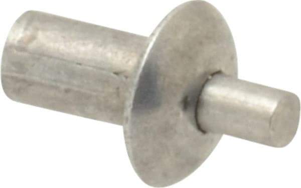 Made in USA - Universal Head Aluminum Alloy Drive Blind Rivet - Stainless Steel Mandrel, 0.109" to 1/8" Grip, 1/4" Head Diam, 0.128" to 0.14" Hole Diam, 0.219" Length Under Head, 1/8" Body Diam - Americas Tooling