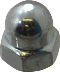 Value Collection - M4x0.7 7mm Width Across Flats, Zinc Plated, Steel Acorn Nut - 8mm Overall Height, Grade 2, DIN 1587 - Americas Tooling