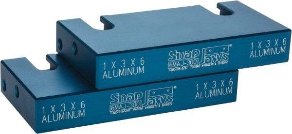 Snap Jaws - 6" Wide x 3" High x 1" Thick, Flat/No Step Vise Jaw - Soft, Aluminum, Fixed Jaw, Compatible with 6" Vises - Americas Tooling