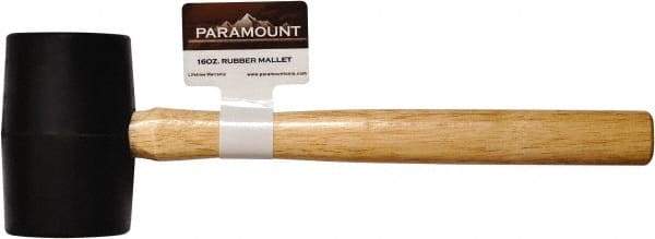 Paramount - 1 Lb Head Rubber Mallet - 12-15/16" OAL, Wood Handle - Americas Tooling