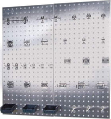 Triton - 18" Wide x 36" High Peg Board Kit - 2 Panels, 32 Hooks, Stainless Steel, Silver - Americas Tooling