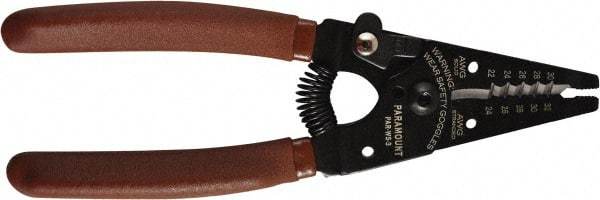 Paramount - 30 to 22 AWG Capacity Wire Stripper - 6" OAL, Plastic Dipped Handle - Americas Tooling