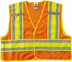 Ergodyne - Size 6X/7XL High Visibility Orange Mesh/Solid Public Safety Vest - 64 to 70" Chest, ANSI/ISEA 107, Hook & Loop Closure, 1 Pocket, Polyester - Americas Tooling