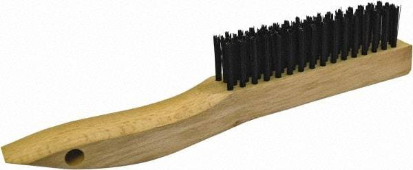 Gordon Brush - 4 Rows x 16 Columns Steel Plater Brush - 4-3/4" Brush Length, 10" OAL, 1-1/8 Trim Length, Wood Shoe Handle - Americas Tooling