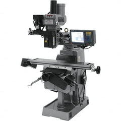 Jet - 9" Table Width x 49" Table Length, Variable Speed Pulley Control, 3 Phase Knee Milling Machine - R8 Spindle Taper, 3 hp - Americas Tooling