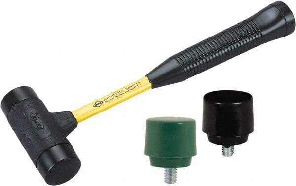 NUPLA - 1/2 Lb Head 1" Face Zinc Nonmarring Hammer without Faces - Fiberglass Handle - Americas Tooling