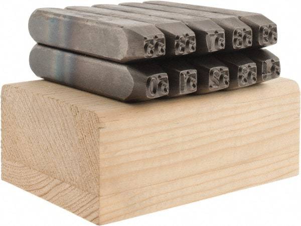 C.H. Hanson - 10 Piece, 1/4" Character Steel Stamp Set - Double Digit Figures, Double Digits - Americas Tooling