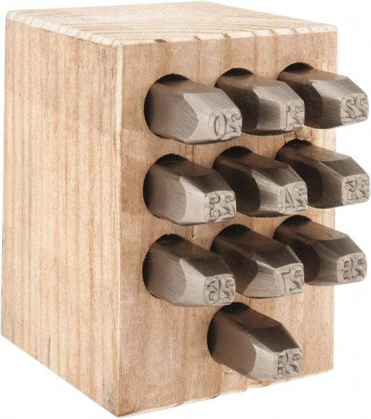 C.H. Hanson - 10 Piece, 1/4" Character Steel Stamp Set - Double Digit Figures, Double Digits - Americas Tooling