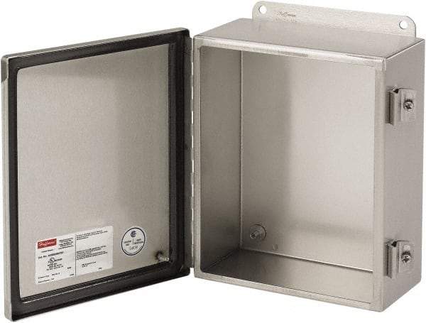 nVent Hoffman - Stainless Steel Junction Box Enclosure Hinge Flat Cover - NEMA 4, 12, 13, 4X, 6" Wide x 6" High x 4" Deep - Americas Tooling