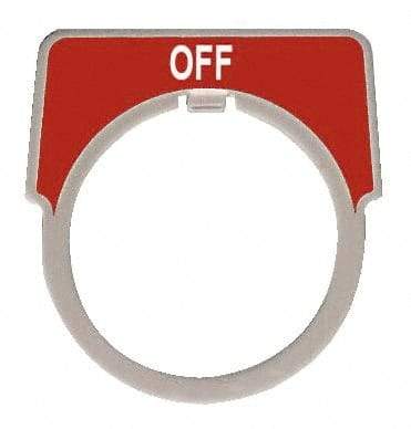 Square D - Half Round, Aluminum Legend Plate - Off - Red Background, White Letters, 1.18 Inch Hole Diameter - Americas Tooling