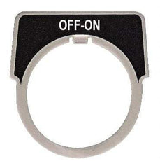 Square D - Half Round, Aluminum Legend Plate - Off-On - Black Background, White Letters, 1.18 Inch Hole Diameter - Americas Tooling