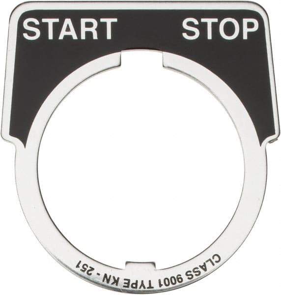 Square D - Metal Legend Plate - Start-Stop - Black Background, White Letters, 30mm Hole Diameter - Americas Tooling