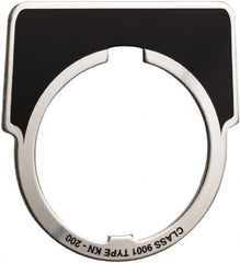 Square D - Metal Legend Plate - Jog - Black Background, White Letters, 30mm Hole Diameter - Americas Tooling