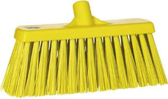 Vikan - 12" Heavy Duty Synthetic Push Broom - 2" Bristle Length, Plastic Block, European Threaded Handle Connection - Americas Tooling