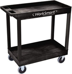 Value Collection - 500 Lb Capacity, 18" Wide x 35" Long x 35" High Shelf Cart - 2 Shelf, Plastic, 2 Rigid/2 Swivel Casters - Americas Tooling