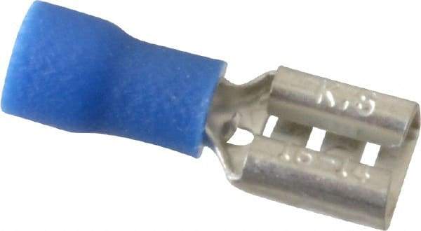 Thomas & Betts - 16 to 14 AWG, Vinyl, Fully Insulated, Female Wire Disconnect - 1/4 Inch Wide Tab, Blue, RoHS Compliant, UL 94 V-0 - Americas Tooling