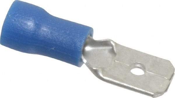 Thomas & Betts - 16 to 14 AWG, Vinyl, Fully Insulated, Male Wire Disconnect - 1/4 Inch Wide Tab, Blue, RoHS Compliant, UL 94 V-0 - Americas Tooling