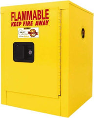 Securall Cabinets - 1 Door, 1 Shelf, Yellow Steel Standard Safety Cabinet for Flammable and Combustible Liquids - 22" High x 17" Wide x 17" Deep, Manual Closing Door, 3 Point Key Lock, 4 Gal Capacity - Americas Tooling