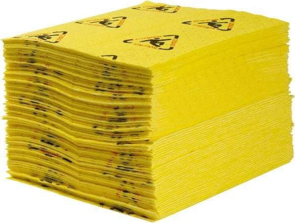 Brady SPC Sorbents - 60 Gal Capacity per Package, Chemical/Hazmat Mat - 19" Long x 15" Wide, Yellow, Polypropylene - Americas Tooling