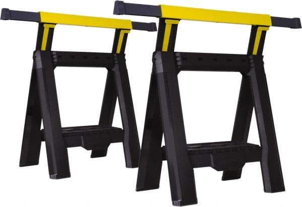 Stanley - Ladder Adjustable Sawhorse \x96 Twin Pack - Black/Yellow, 5' Long x 1.57" Wide x 29' High, Use with Lumber - Americas Tooling